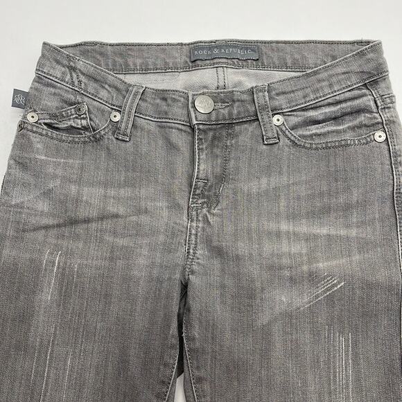 ROCK & REPUBLIC Women’s 2 Short Gray Distressed Skinny Ankle Jeans - Picture 1 of 3